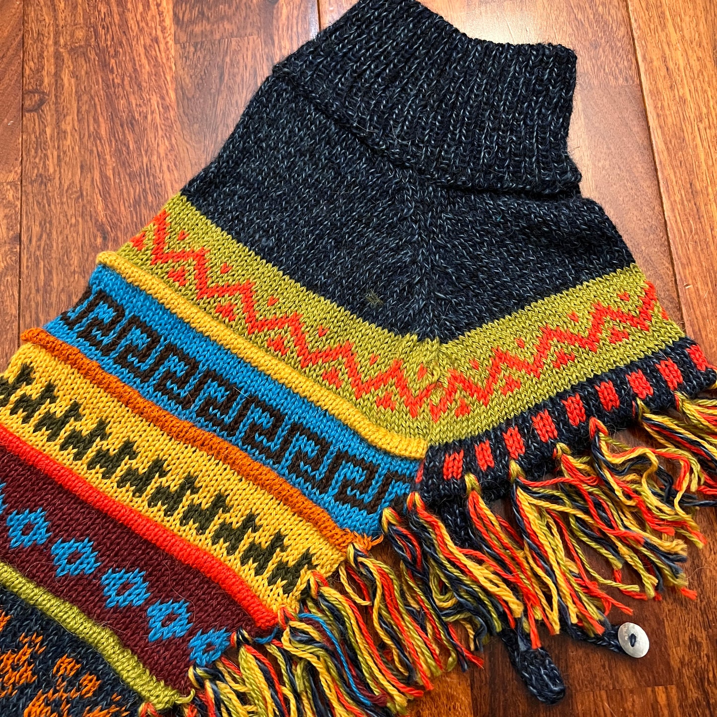 dark blue tweed color Alpaca dog poncho by Peruvian Accent