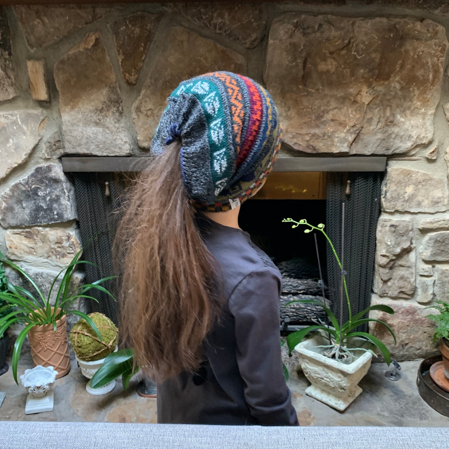 luxury Reversible Alpaca Gator Beanie or ponytail beanie
