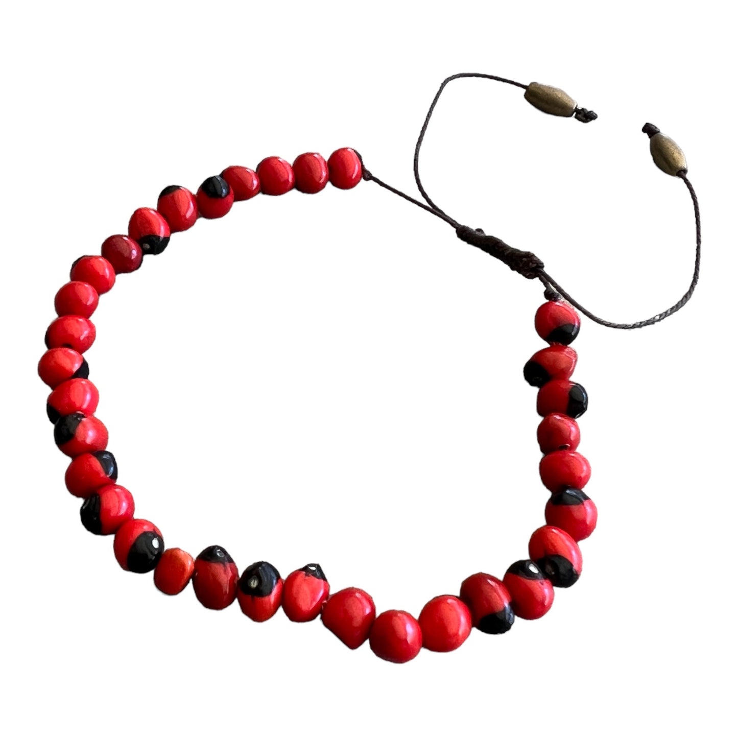 Peruvian Huayruro Seed Bracelet, for good luck.