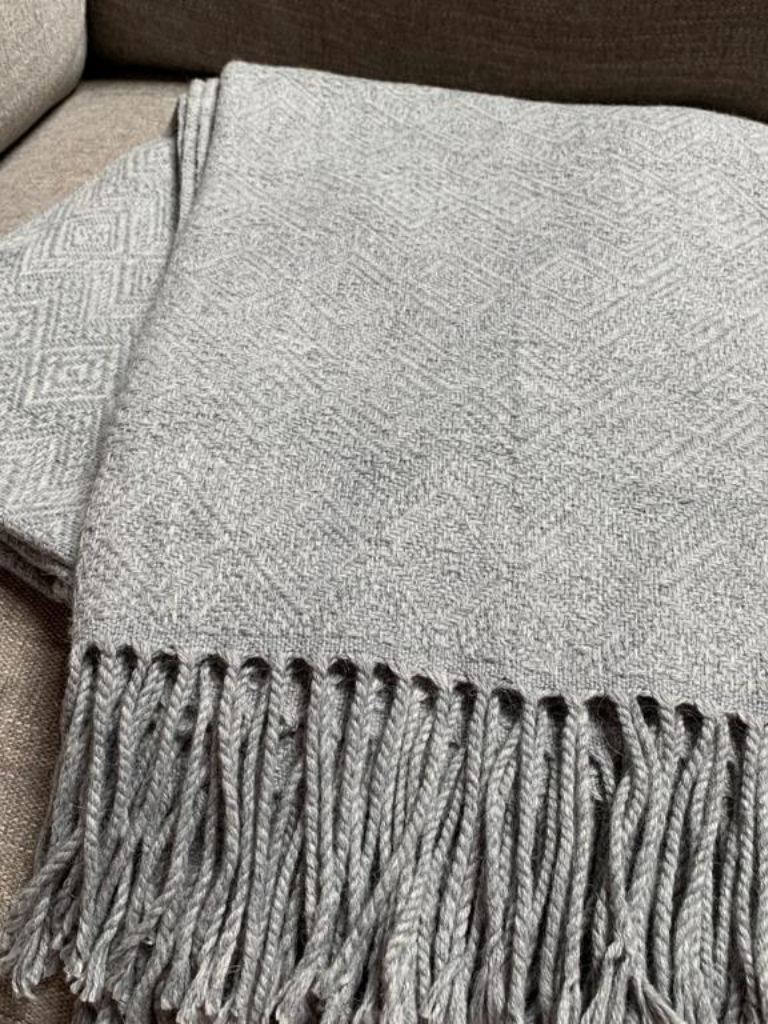 Solid Silver Alpaca Throw blanket by Peruvian Accent