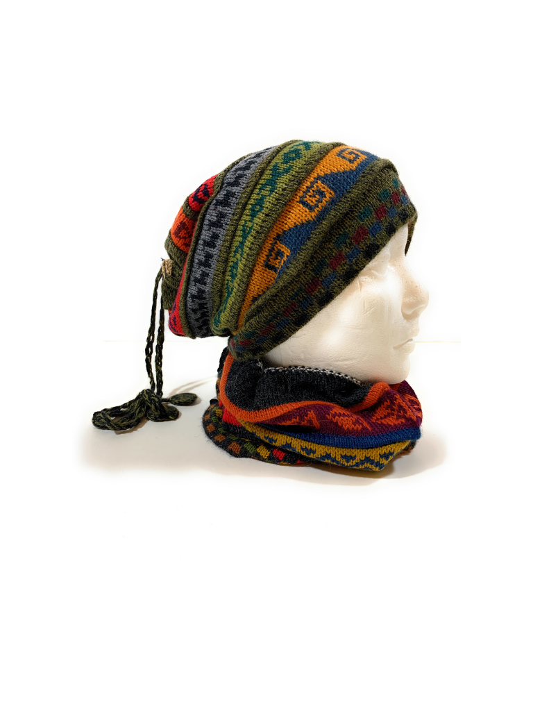 unisex Reversible Alpaca Gator Beanie or ponytail beanie