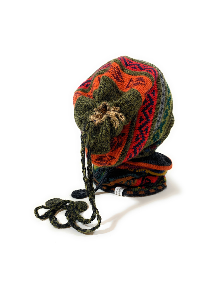handmade Reversible Alpaca Gator Beanie or ponytail beanie