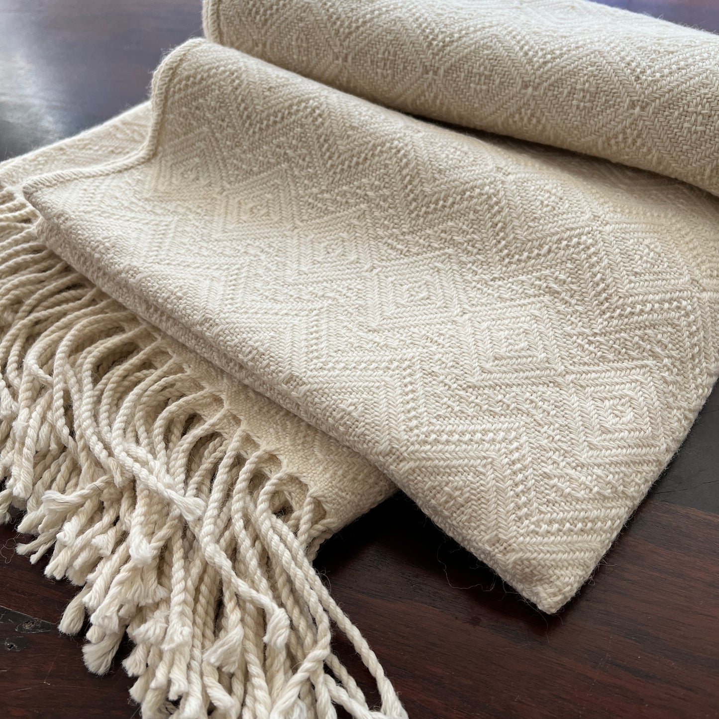 New 100% Baby Alpaca throw blankets. Ivory color