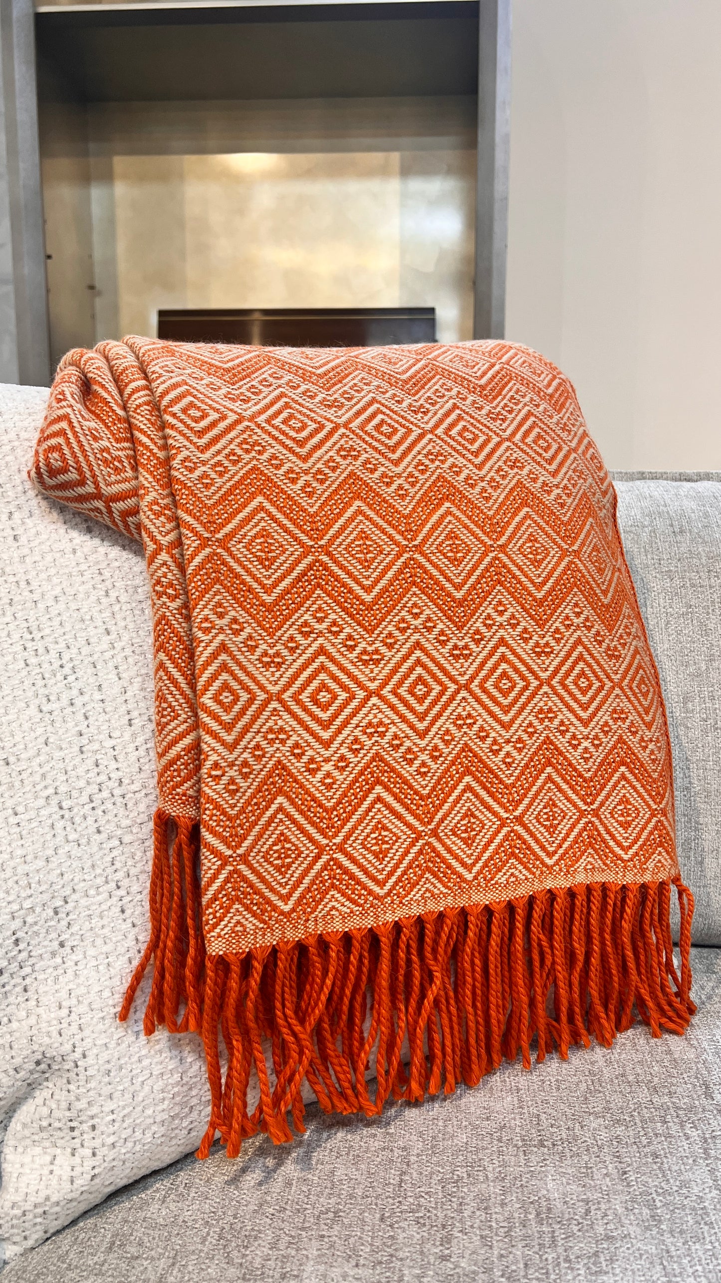 Terracotta Reserve Alpaca Throw Blanket (Beige & Orange)