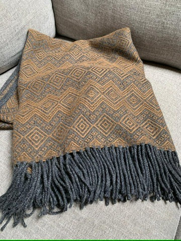 Dark Chocolate and Charcoal Alpaca throw blanket.