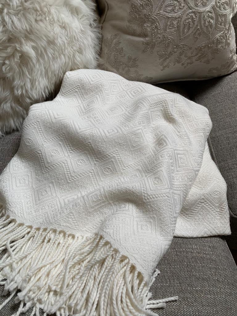 Handmade Royal Bone Alpaca Throw Blanket