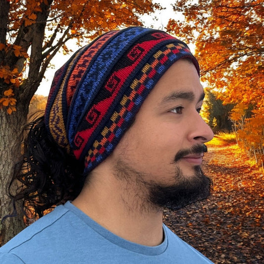 Reversible Alpaca Gator Beanie or ponytail beanie