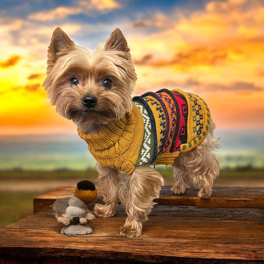 NAZCA Alpaca dog sweater, INCA GOLD (Size XX0-8)