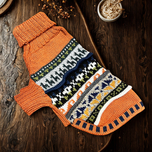 BURNT ORANGE QUARTER SLEEVE DOG SWEATER