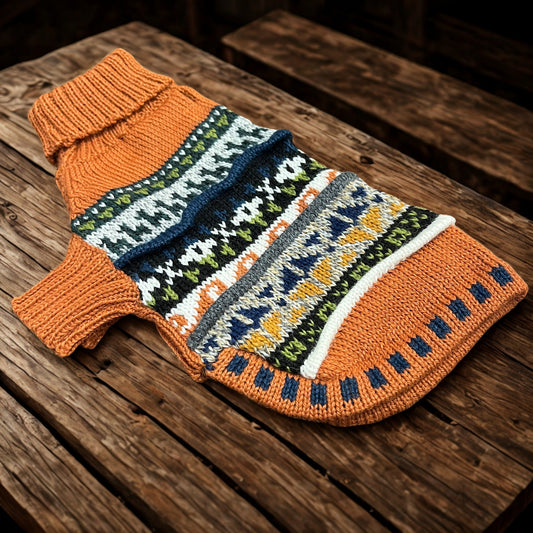 BURNT ORANGE QUARTER SLEEVE DOG SWEATER