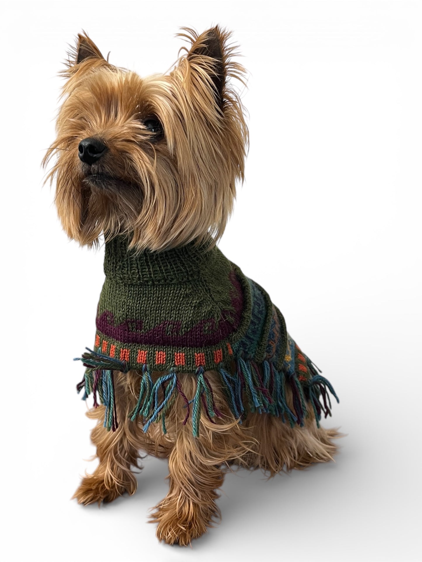 Military Green Alpaca Dog Poncho – Handmade in Peru (Sizes XX0–8)