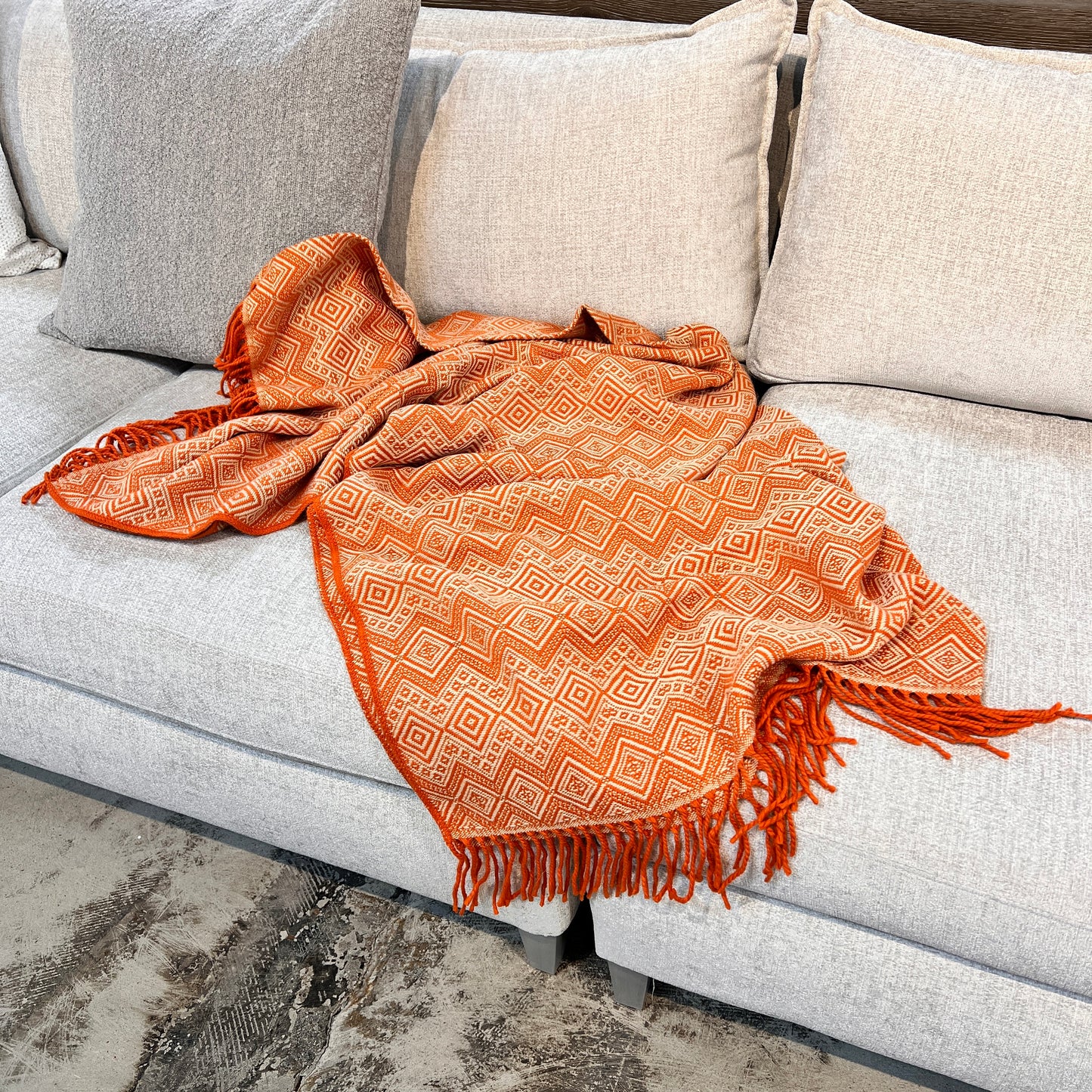 Terracotta Reserve Alpaca Throw Blanket (Beige & Orange)