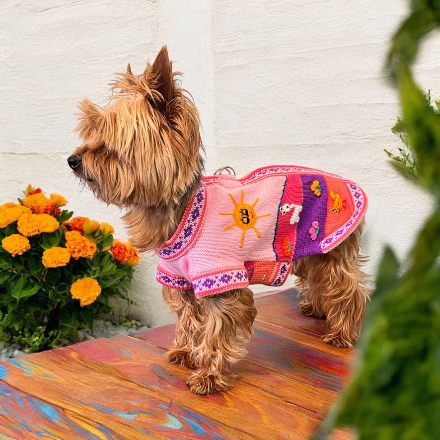 BABY PINK Handmade Peruvian Dog Sweater (ALL SIZES)