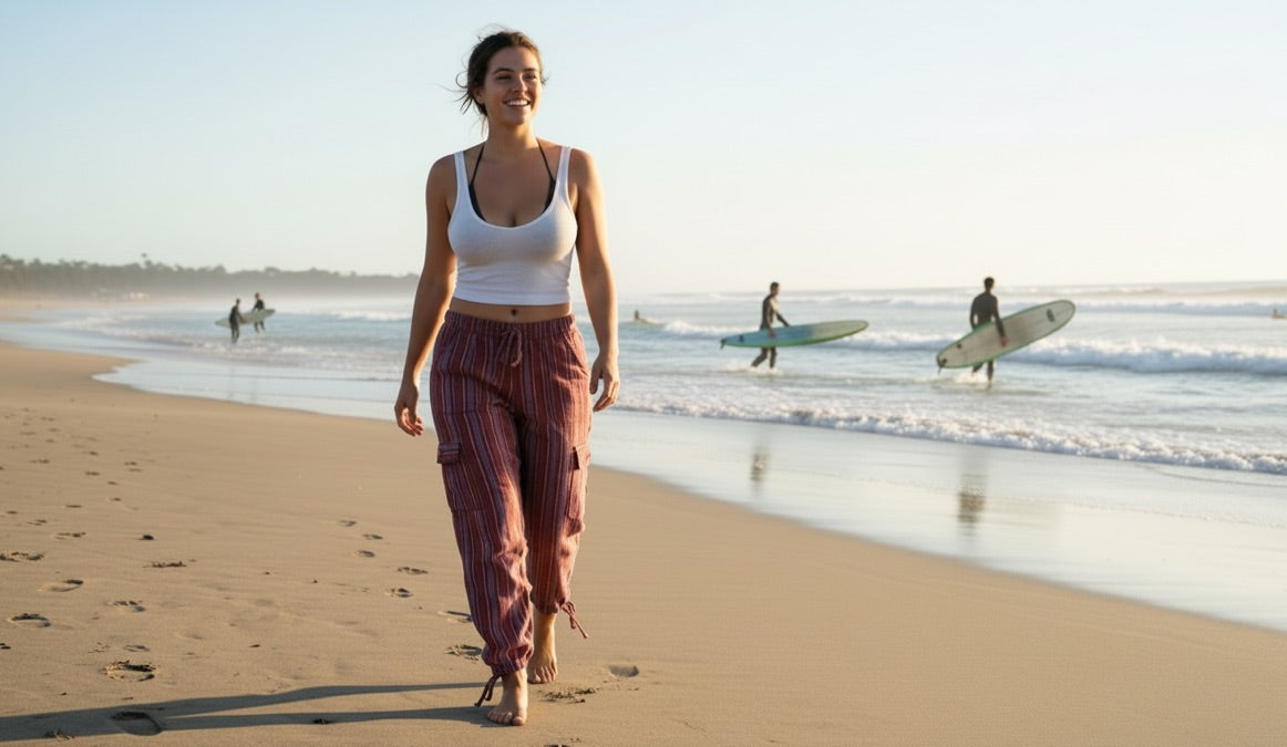 Luxury Boho Resort Harem Pants | Size Large Coastal Lounge Pants