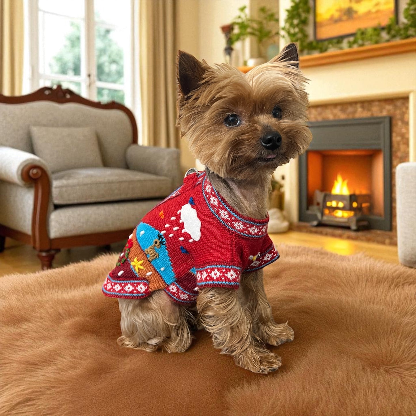 WINTER WONDERS zip up Dog Sweater. LIMITED Edition