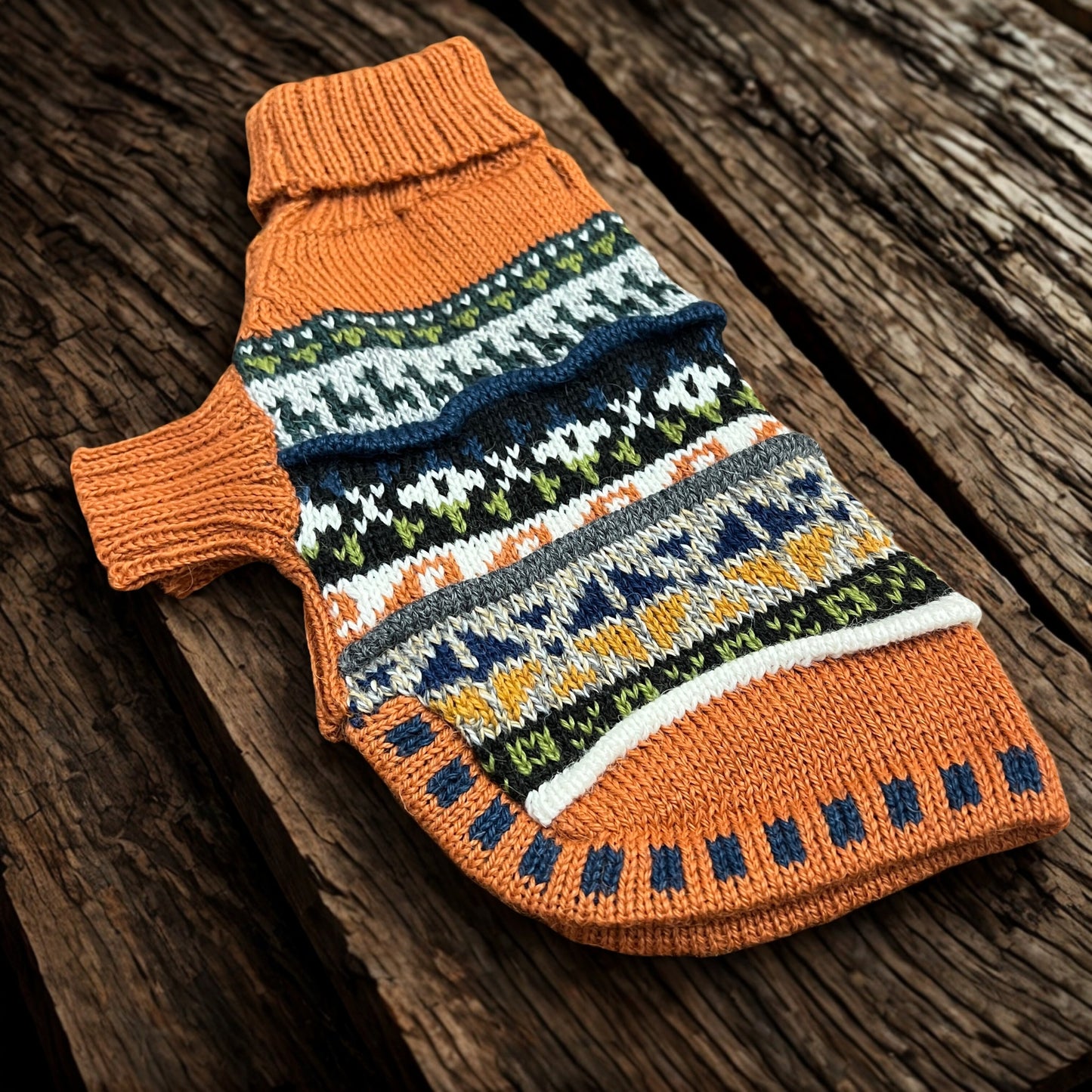 BURNT ORANGE QUARTER SLEEVE DOG SWEATER