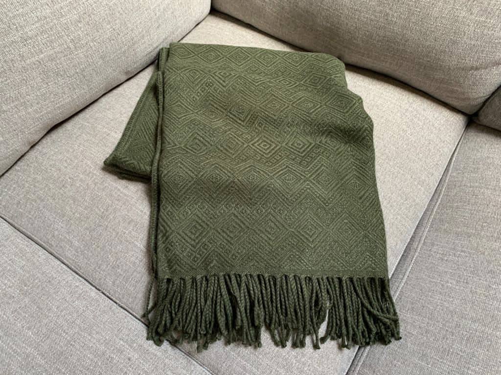 Hand-loomed Military Green Alpaca throw blanket