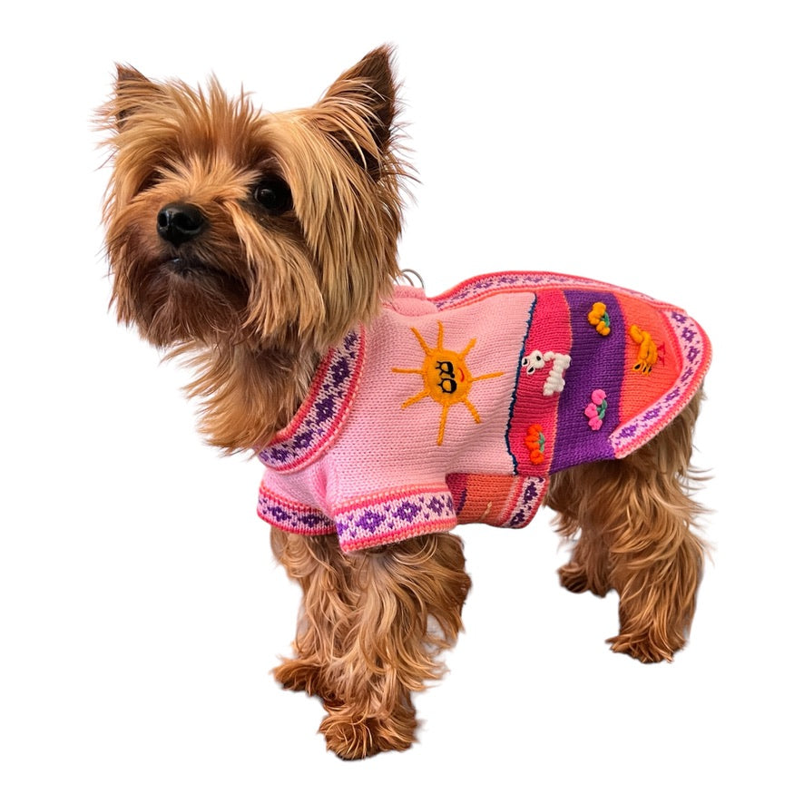 BABY PINK Handmade Peruvian Dog Sweater (ALL SIZES)