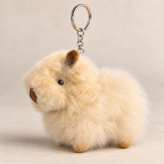Baby Alpaca Fur Capybara Zipper Charm – Handmade Luxury Purse, Backpack & Keychain Charm