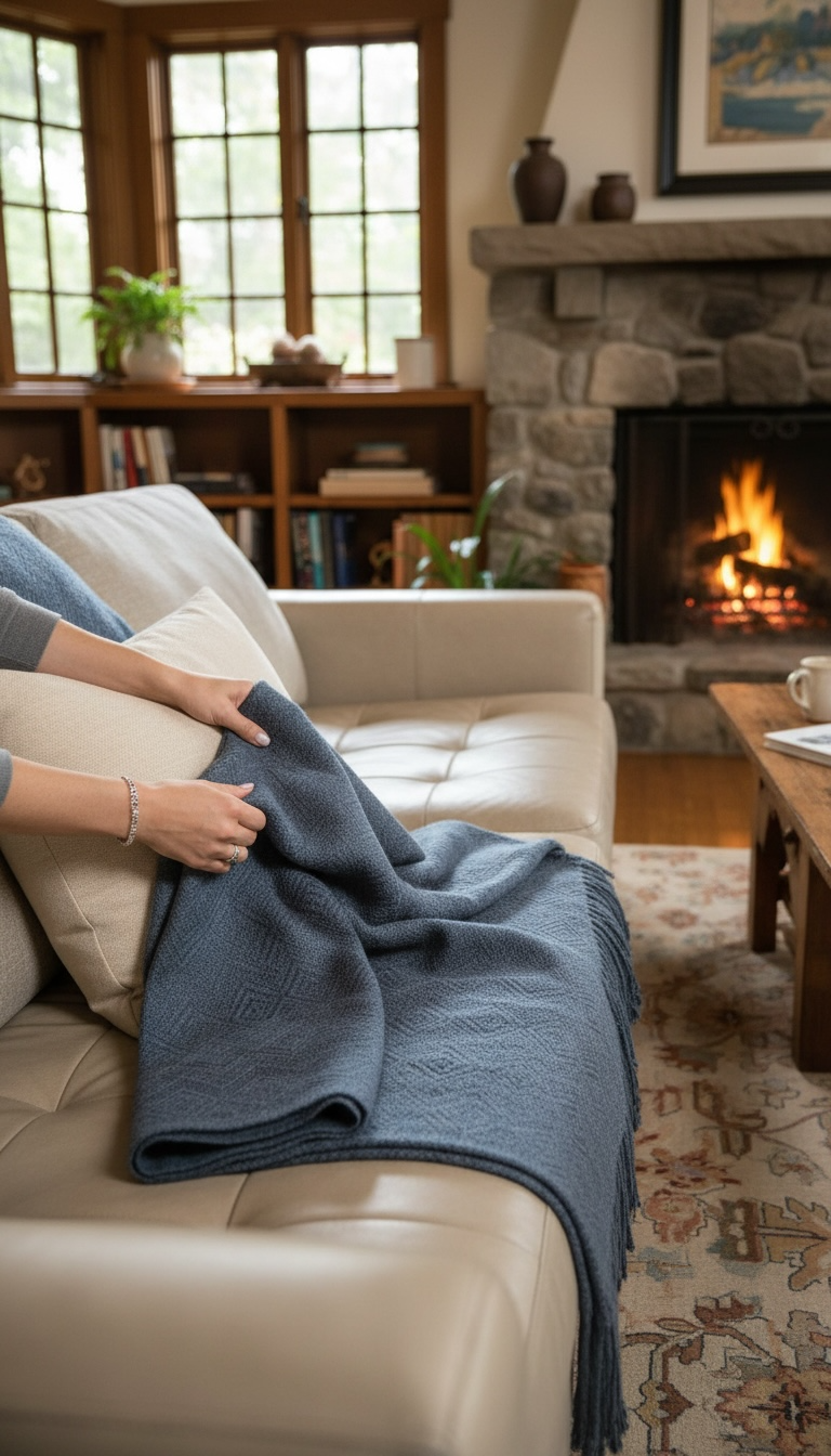 Hand-loomed Steel Blue Alpaca throw Blanket