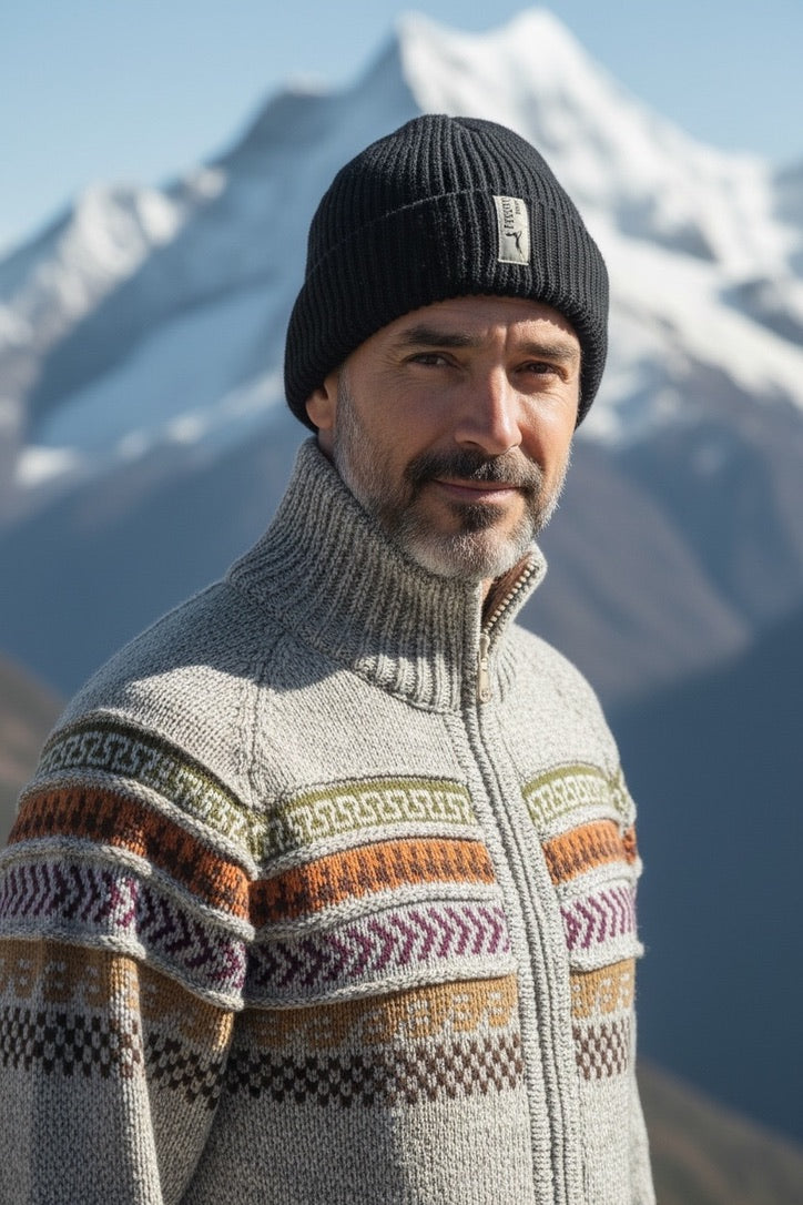 CUSCO ZIP UP STYLE ALPACA SWEATER (UNISEX)