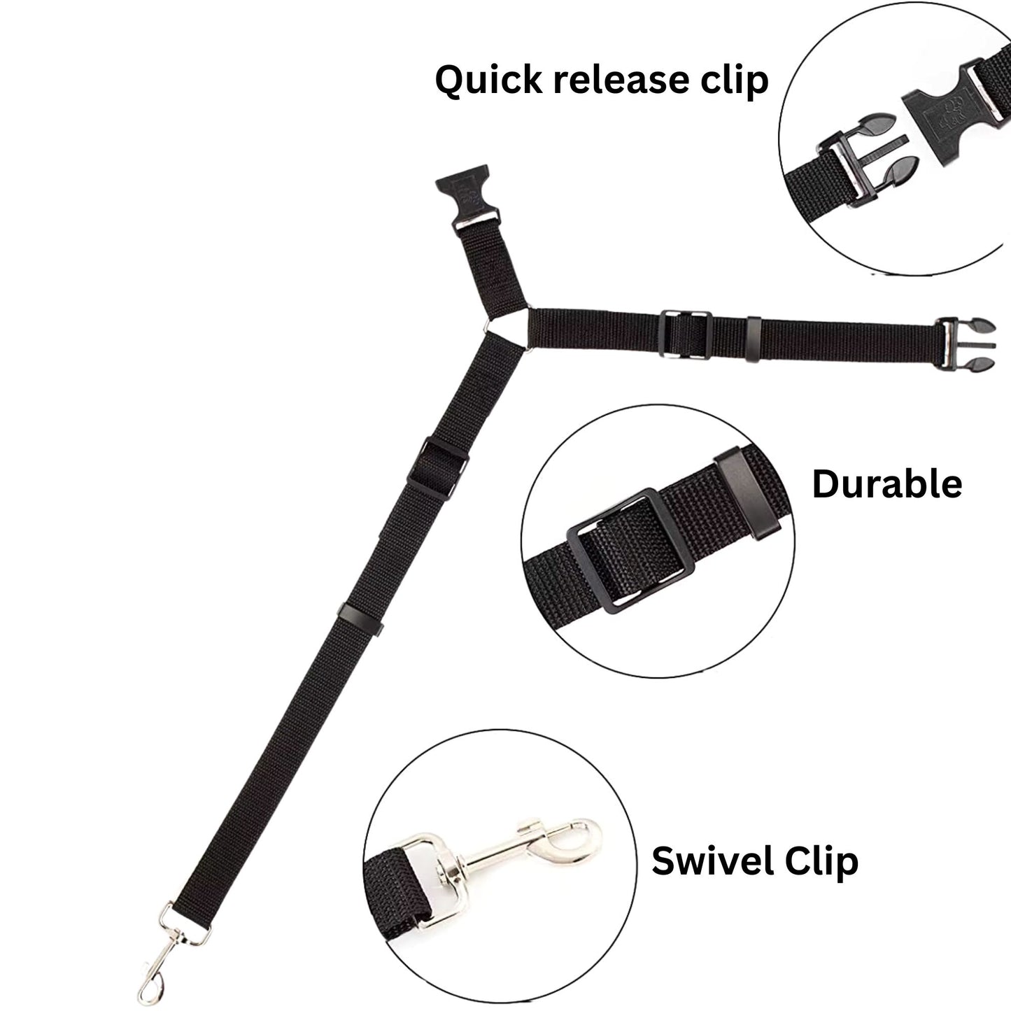 3-in-1 Dog Leash, Seat Harness & Collar