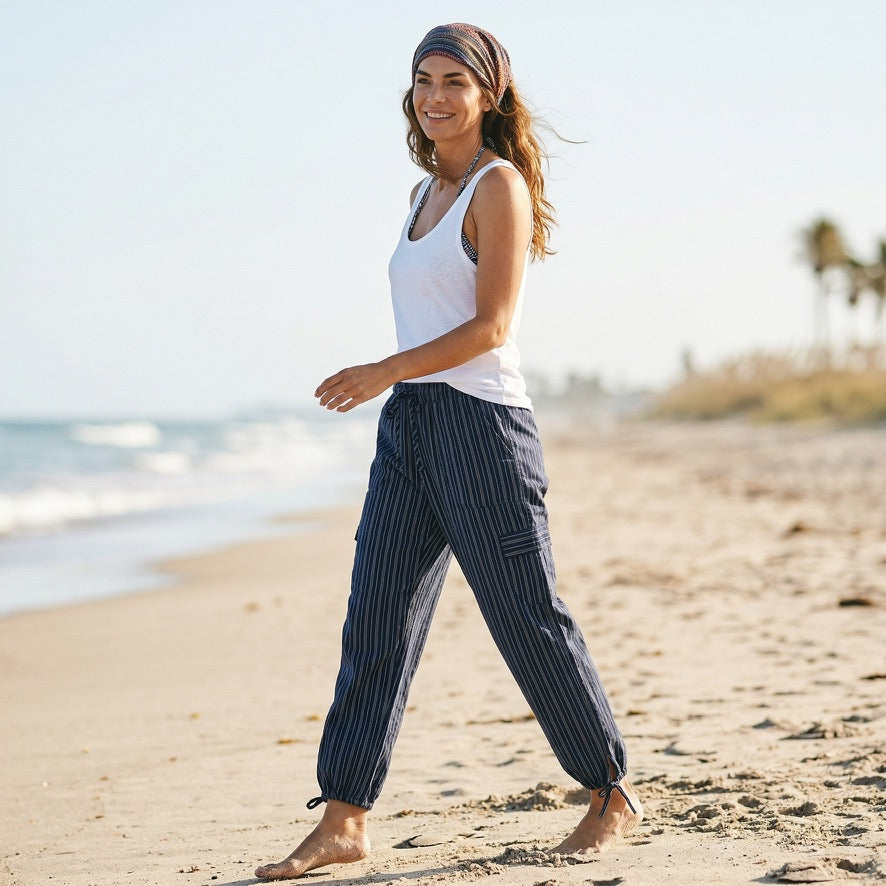 Luxury Boho Resort Harem Pants | Size Large Coastal Lounge Pants