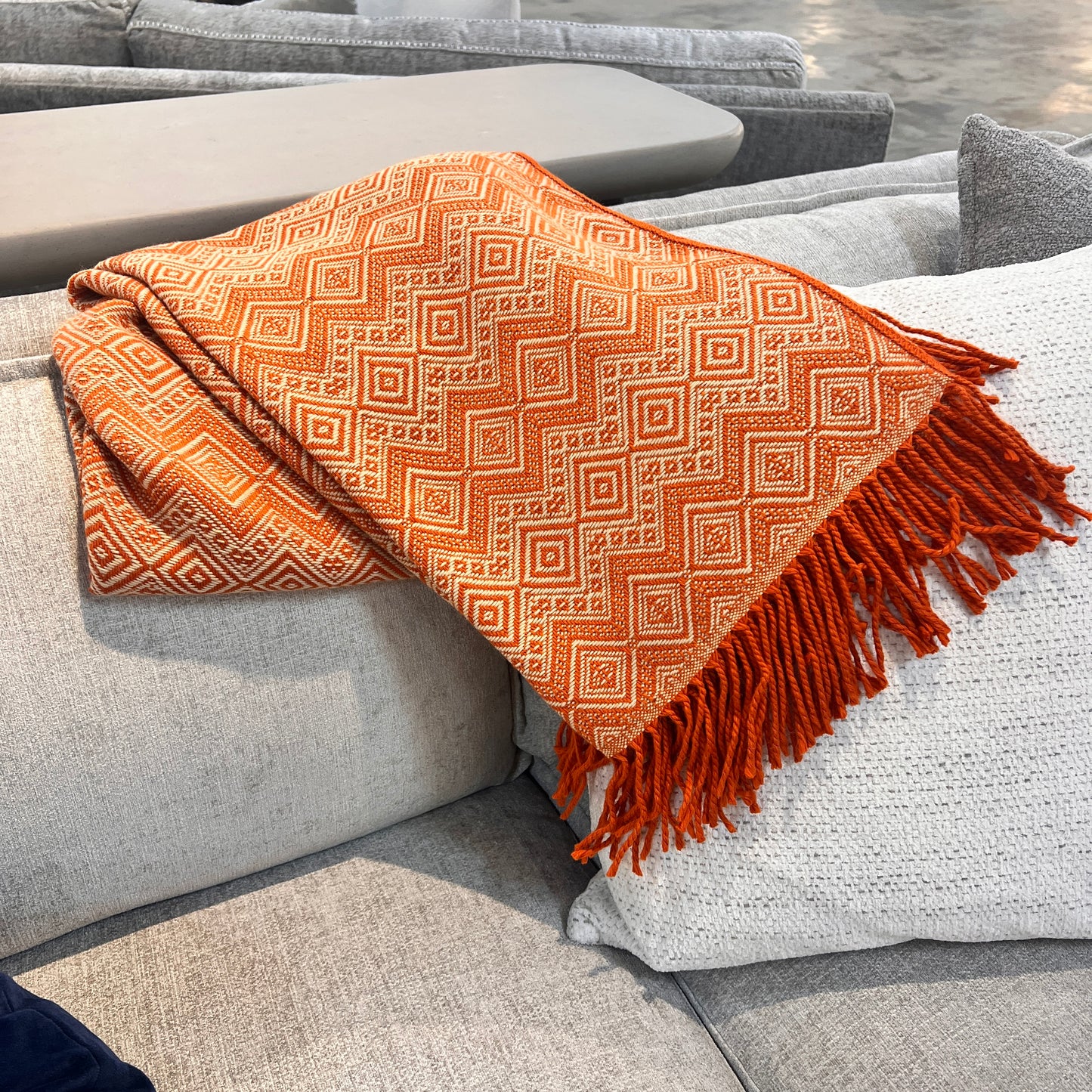 Terracotta Reserve Alpaca Throw Blanket (Beige & Orange)