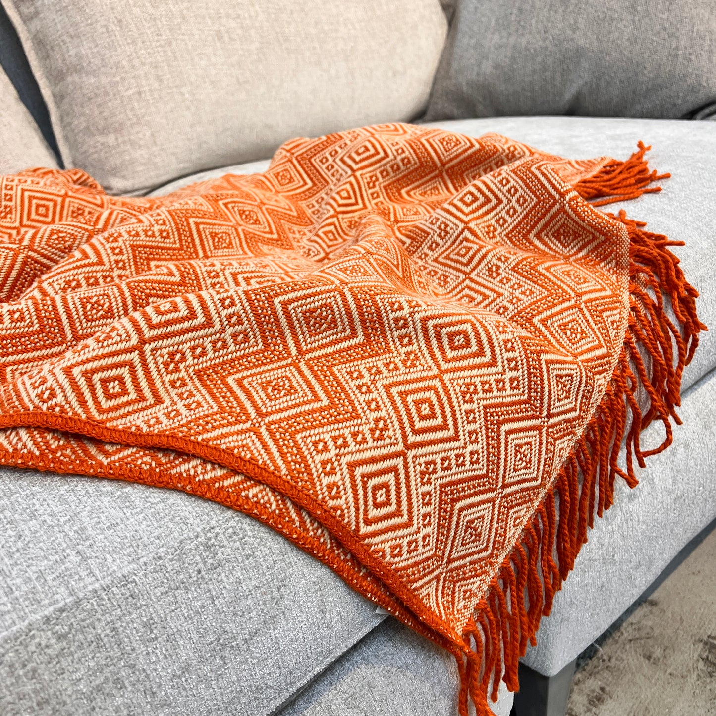 Terracotta Reserve Alpaca Throw Blanket (Beige & Orange)