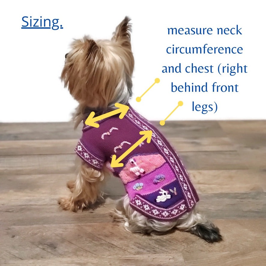 LAVENDER Handmade Peruvian Dog Sweater All Sizes (X0-14)