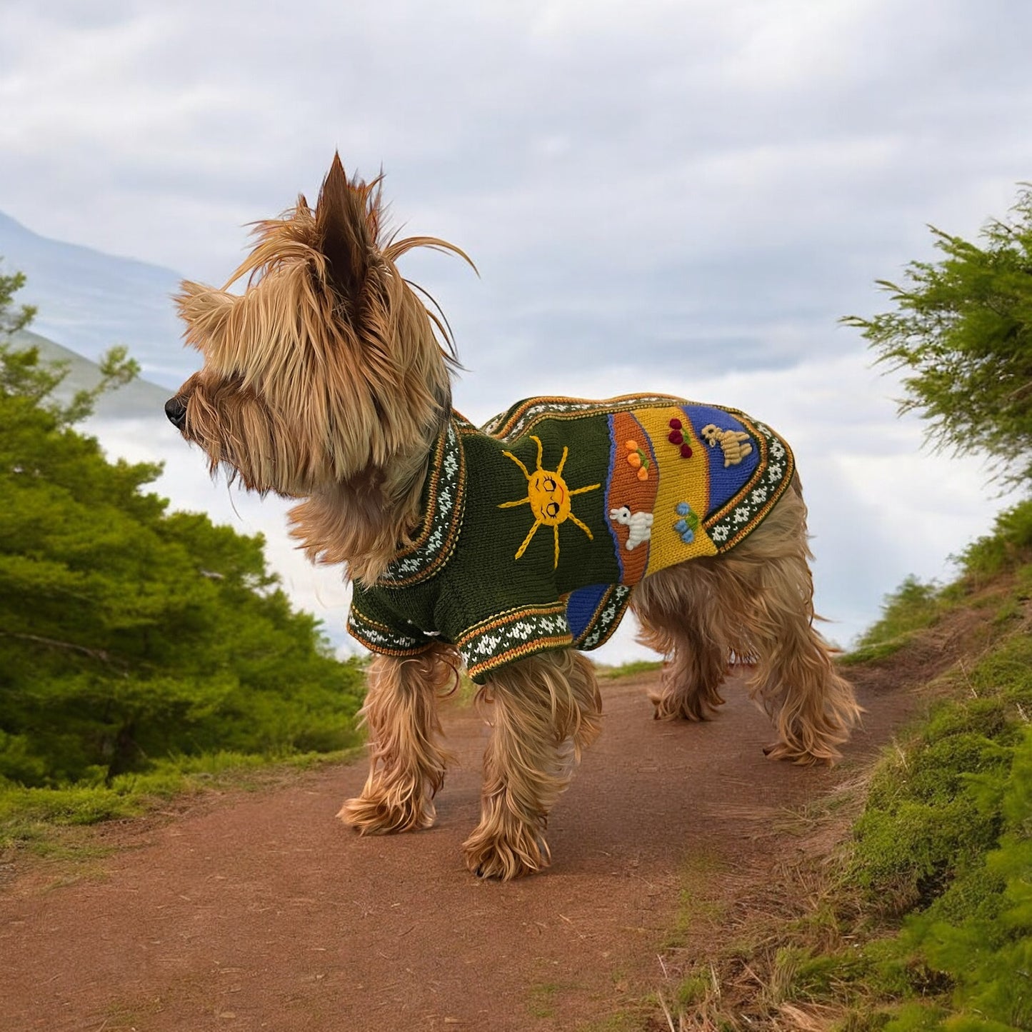 MILITARY GREEN Handmade Peruvian Dog Sweater All Sizes (X0-14)