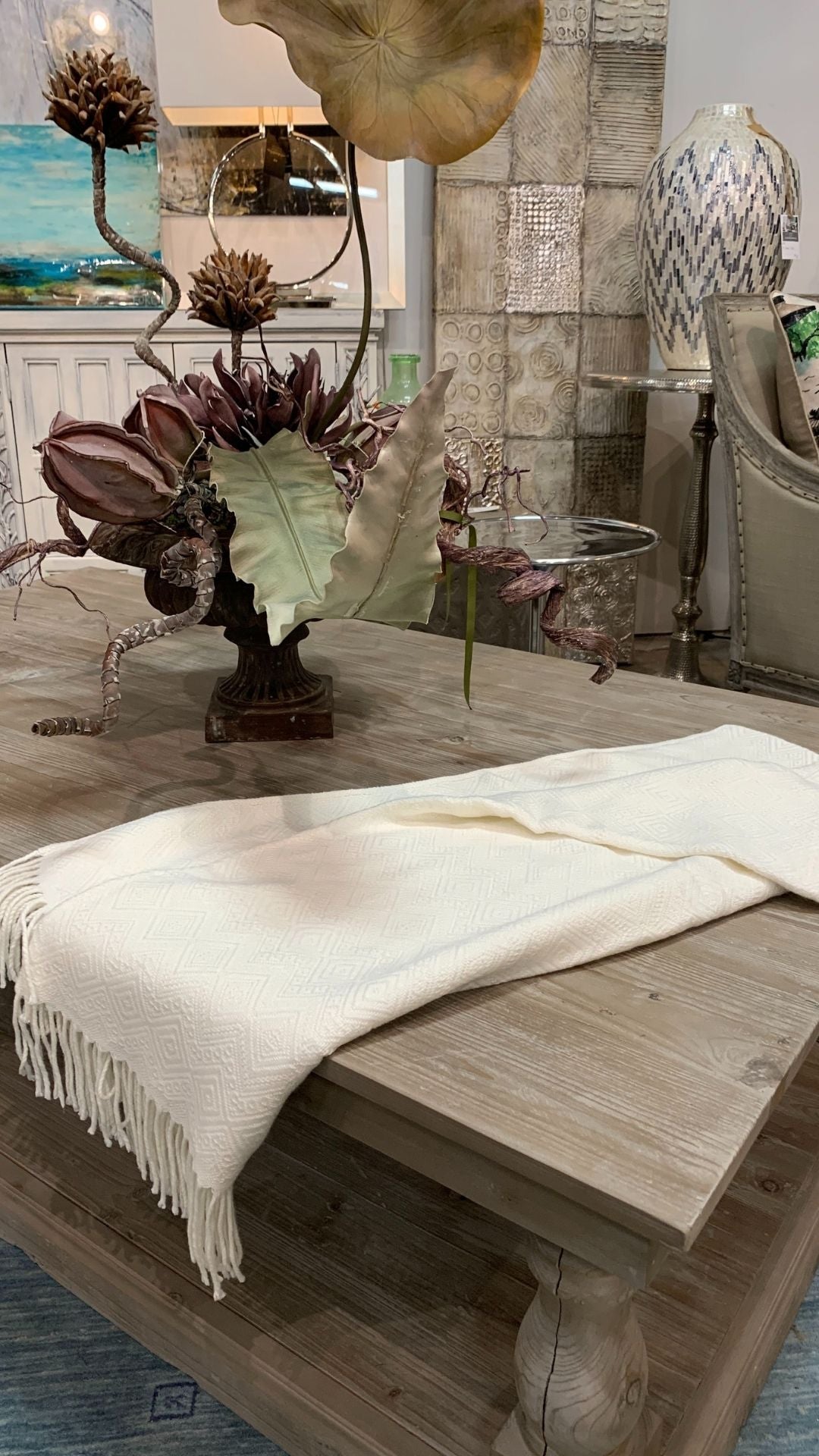 Handmade Royal Bone Alpaca Throw Blanket