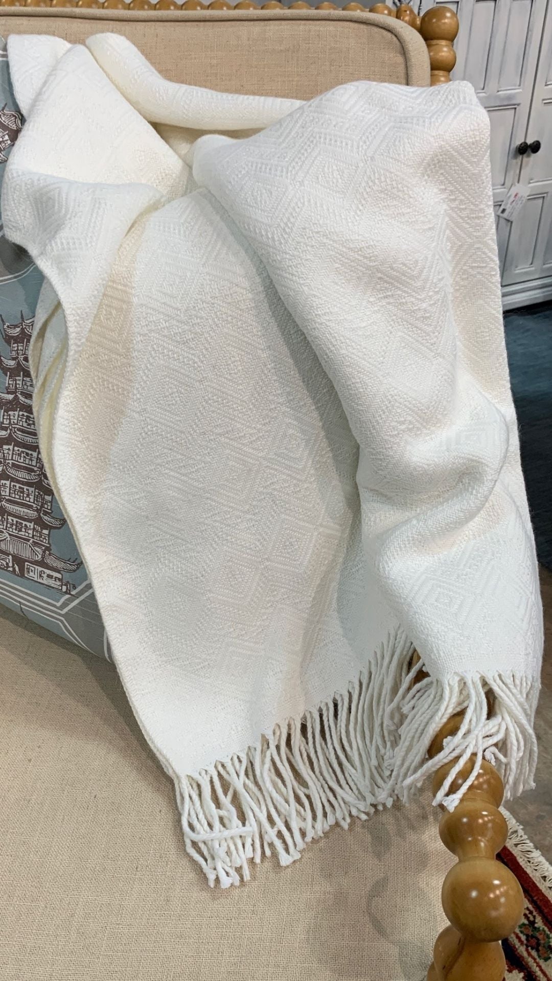 Handmade Royal Bone Alpaca Throw Blanket