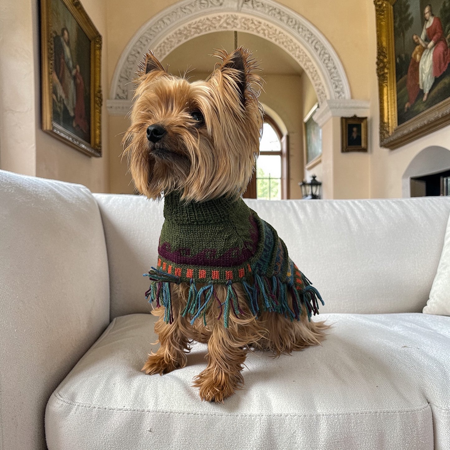 Military Green Alpaca Dog Poncho – Handmade in Peru (Sizes XX0–8)