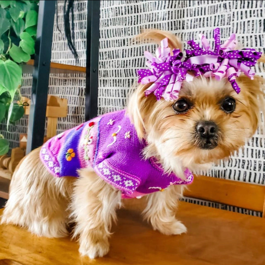 LAVENDER Handmade Peruvian Dog Sweater All Sizes (X0-14)