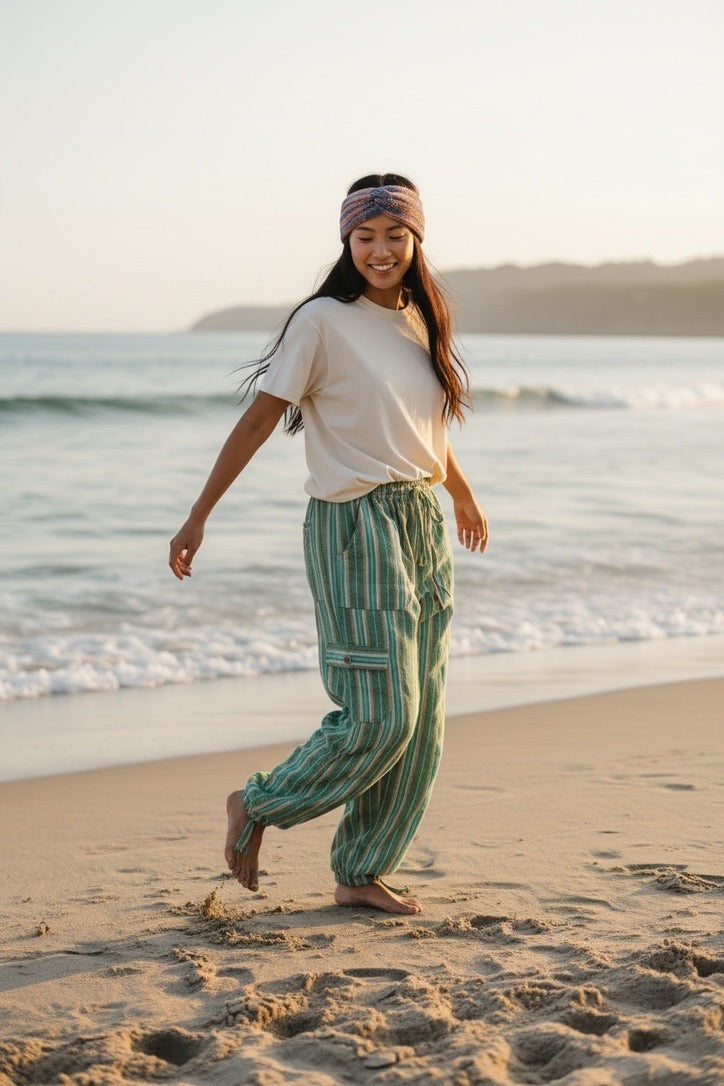 Luxury Boho Resort Harem Pants | Size Medium Coastal Lounge Pants