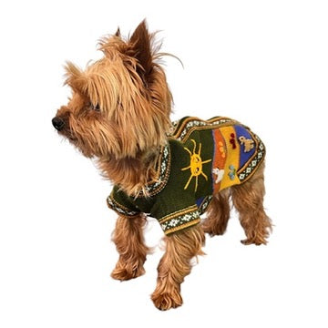 MILITARY GREEN Handmade Peruvian Dog Sweater All Sizes (X0-14)