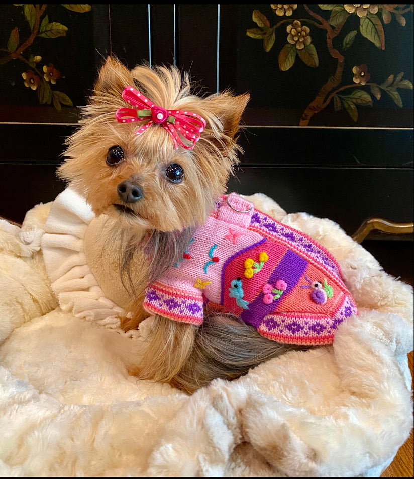 BABY PINK Handmade Peruvian Dog Sweater (ALL SIZES)