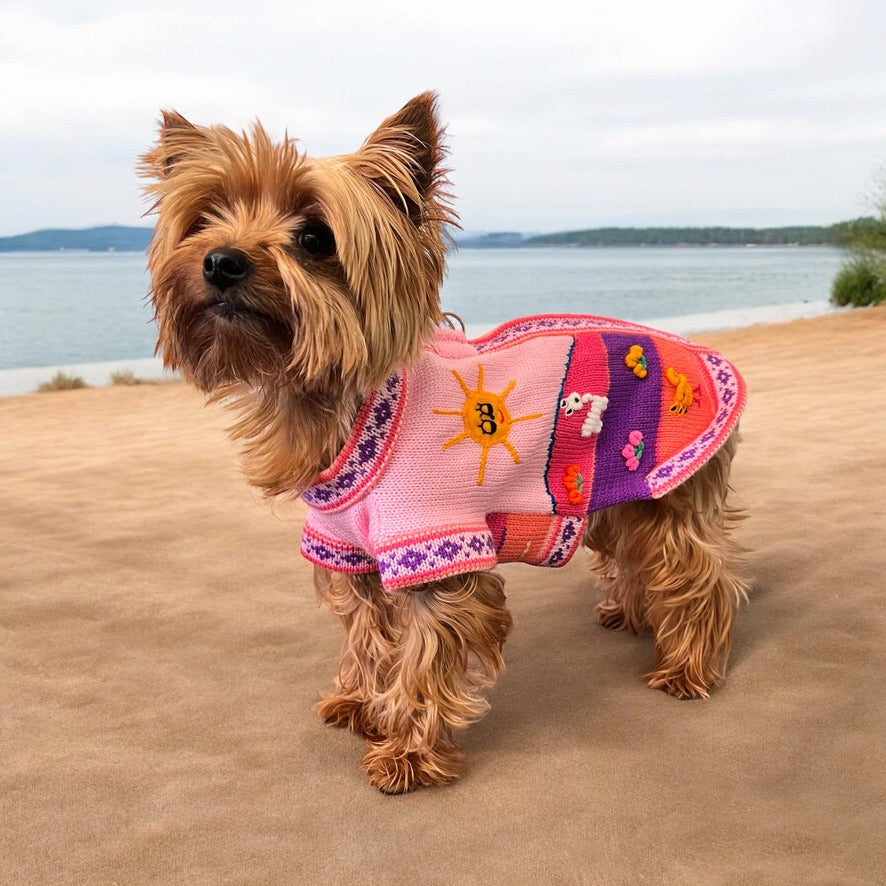 BABY PINK Handmade Peruvian Dog Sweater (ALL SIZES)