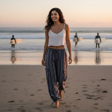 Luxury Boho Resort Harem Pants | Size XL Coastal Lounge Pants