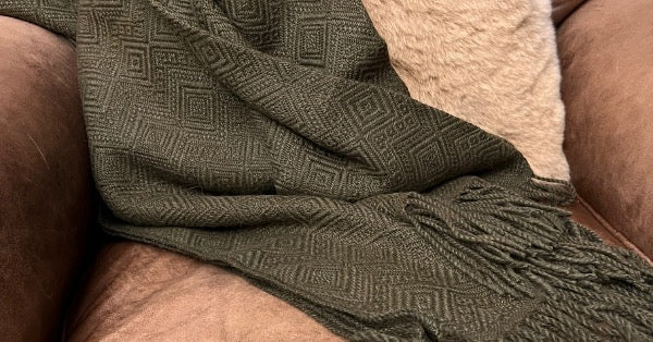 Hand-loomed Military Green Alpaca throw blanket