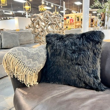 Baby Alpaca Fur Pillow 20x20 (Black)