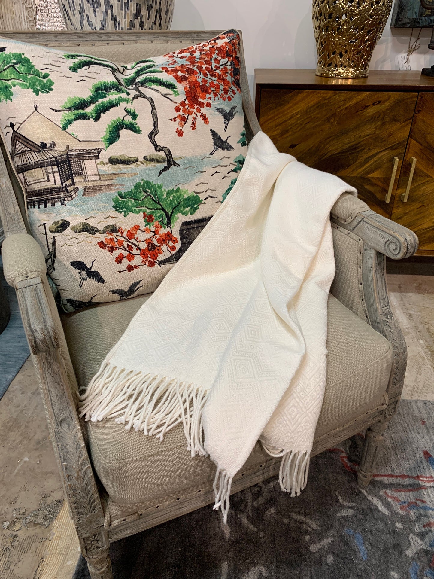 Handmade Royal Bone Alpaca Throw Blanket