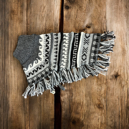 MACHU MIST (Charcoal) Alpaca dog poncho (sizes X0-8)