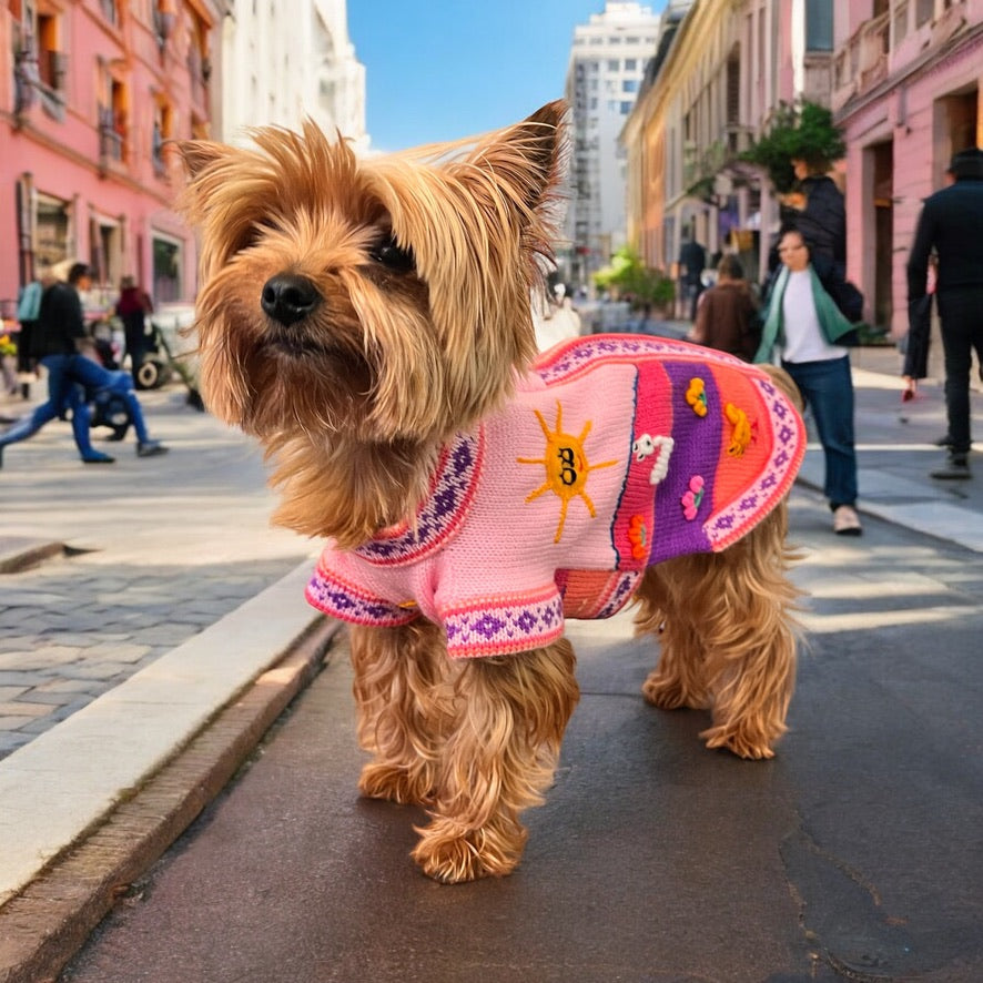 BABY PINK Handmade Peruvian Dog Sweater (ALL SIZES)