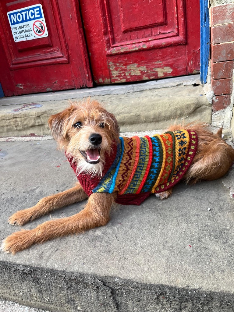 Inca Red Nazca Alpaca dog sweater (Size XX0-8)