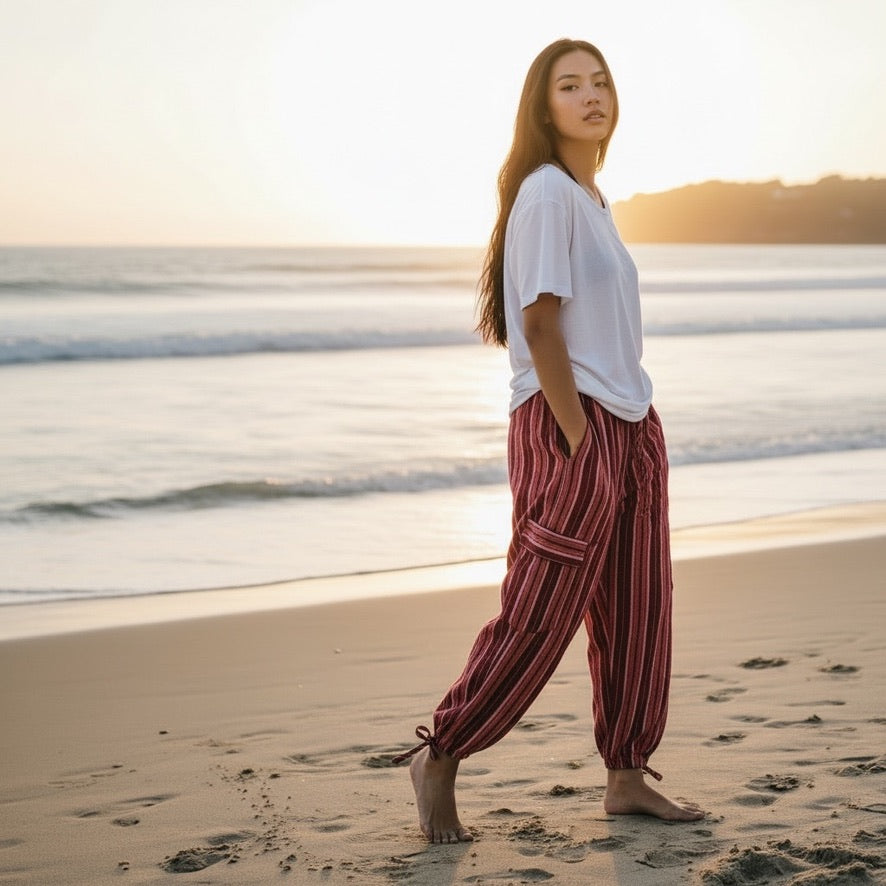 Luxury Boho Resort Harem Pants | Size Medium Coastal Lounge Pants