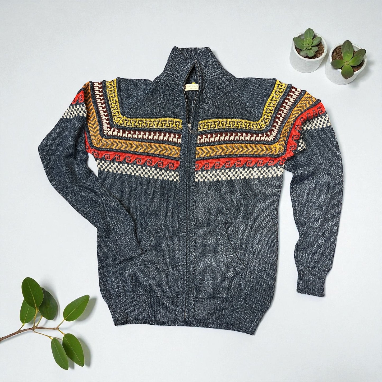 CUSCO ZIP UP STYLE ALPACA SWEATER (UNISEX)