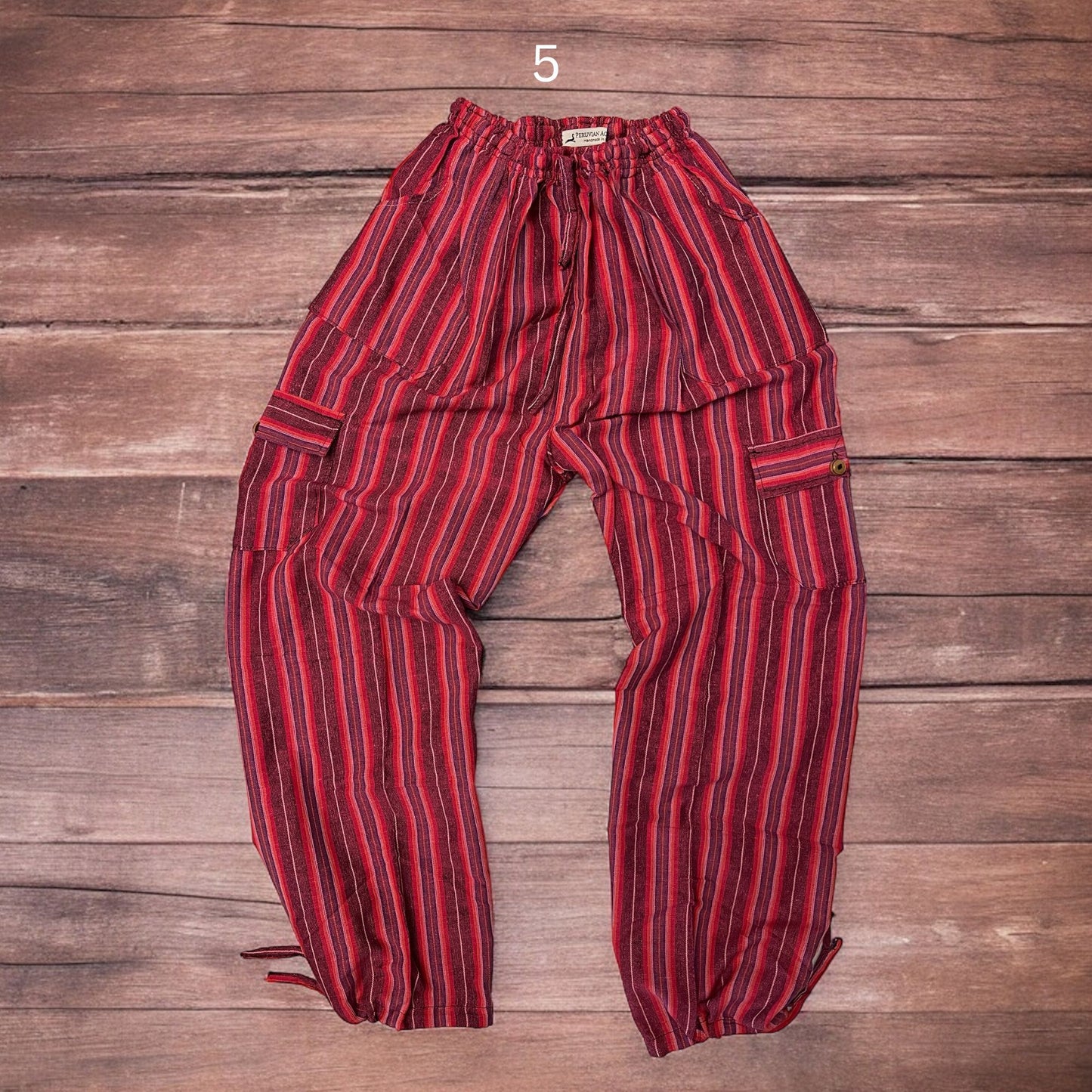 red striped boho harem beach pants made of Peruvian Pima cotton by PeruvianAccent.com