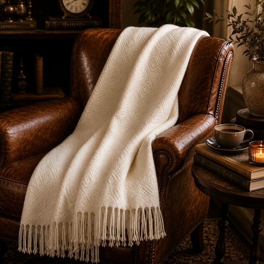 New 100% Baby Alpaca throw blankets. Ivory color